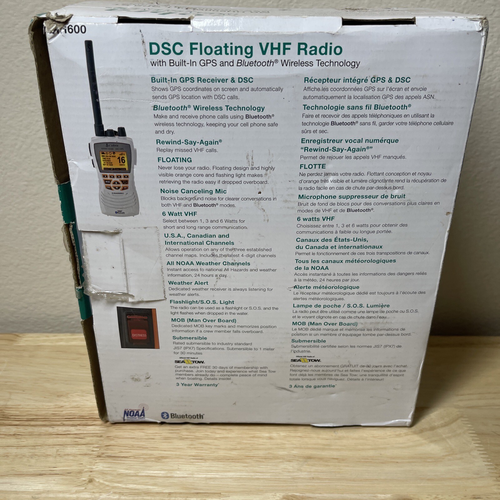 Cobra HH600 Marine VHF Radio Submersible Floating Emergency Bluetooth