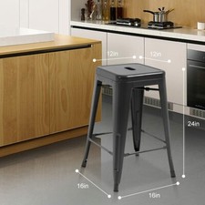Juego de 4 taburetes de bar de metal de 24" con encimera cocina altura taburetes de bar sillas apilables