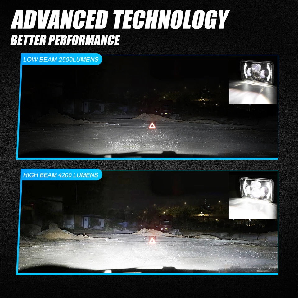 Faros LED de haz alto/bajo Fit Chevrolet Monte Carlo 1980-1988 4 piezas 4x6" pulgadas Foto 4 de 4