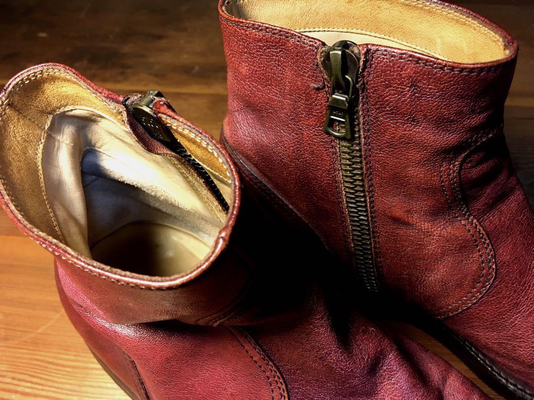 Vintage Dries Van Noten 42 Side Zip Boots Burgundy Shoes Sneaker  