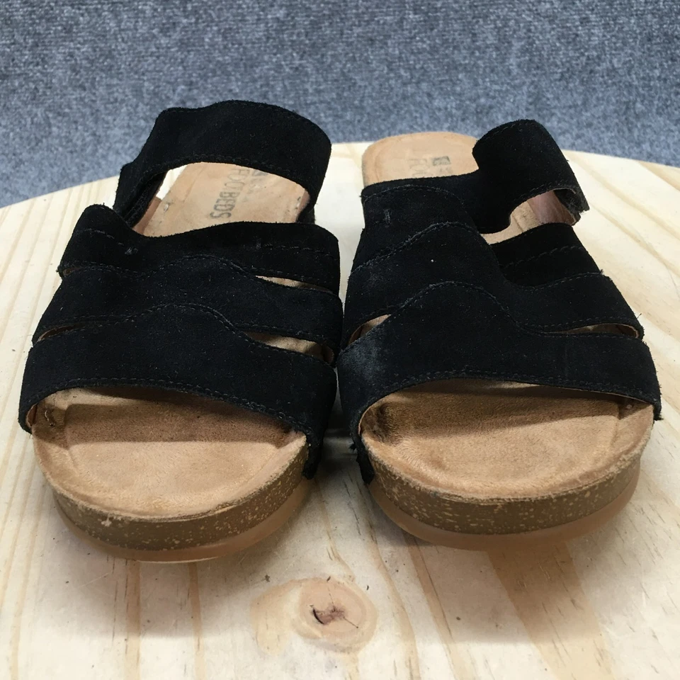 Sandalias de montaña blancas para mujer 8 M Fame con tiras deslizables cuero negro punta abierta Foto 4 de 4