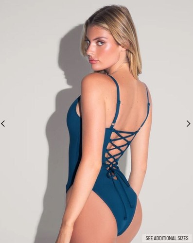 TA3 Navy Hi Cut Plungey One Piece Slimming Swimsuit Bathing Suit XS Short 0 2 P - Picture 2 of 6