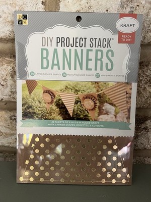 Stack Banners Ready And Easy To Assemble Brown & Gold Kraft Paper W/Rosettes