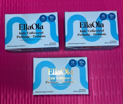 EllaOla Kids  Unflavored Prebiotic +Probiotic Powder 30Ct Exp 2/28 Set of 2