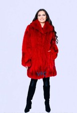 Red Fox Fur Coat, Real Fox Fur Coat, Fluffy Fur Coat, Luxury Fur Coat