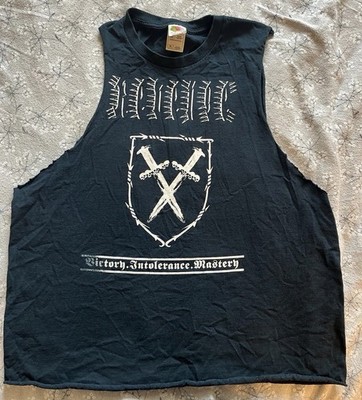 Vintage 2000 s Revenge War Metal Band Shirt Cutoff Sz XL Blasphemy Conquerer