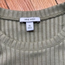 Nine West Maxi Dress Green Ribbed Bodycon Dress with High Neckline Size XL
