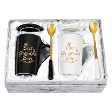 Grandparents Gifts Grandma Grandpa Ever Mug Set 14Oz Black White From