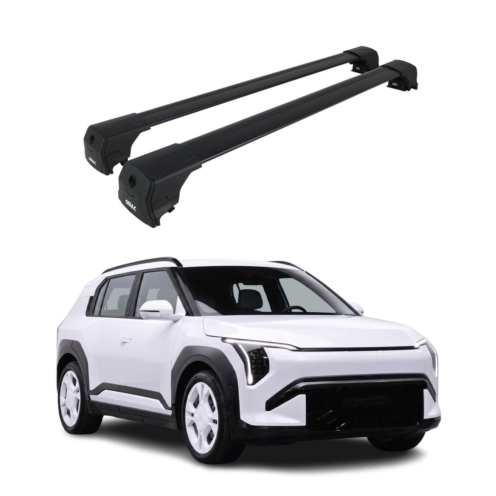Barres de toit transversales pour Kia EV3 2024-2026 en aluminium noir x2