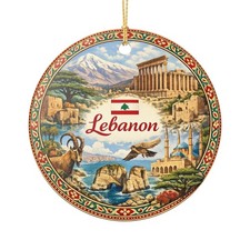 Lebanon Ornament  Ceramic Travel Souvenir Gift, Lebanon Flag  Landmarks