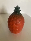 Vintage Hazel Atlas Apple And Pineapple Or Jam Jar Painted Milk Glass 1930-1950