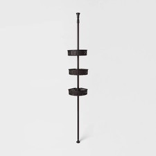 Room Essentials Steel Corner Tension Pole Shower Caddy 3 Baskets, Matte Black