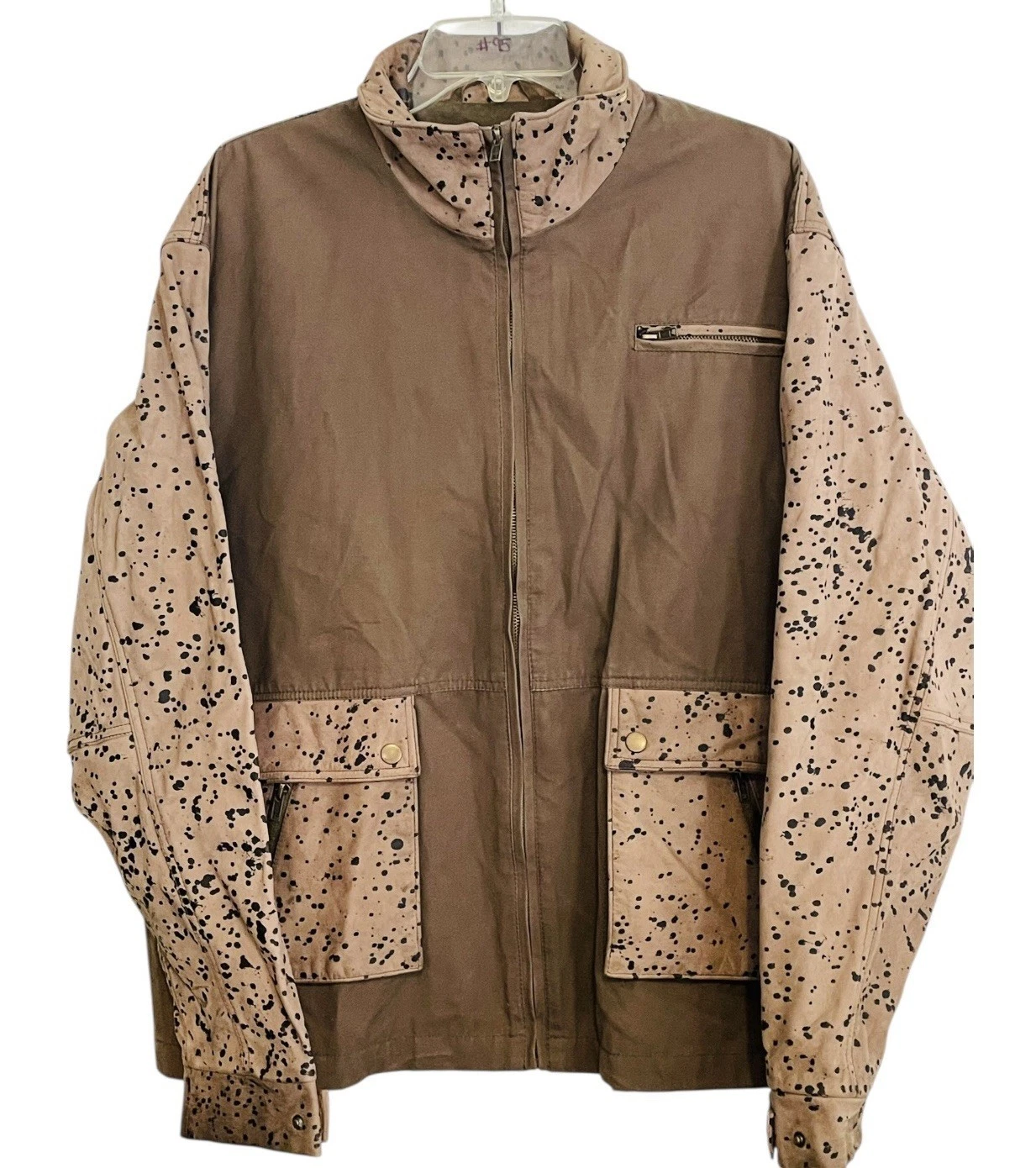 LORO PIANA Storm System Men's Field Jacket Cotton Canvas & Leather Large