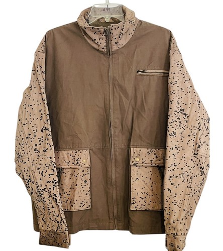 LORO PIANA Storm System Men's Field Jacket Cotton Canvas & Leather Large