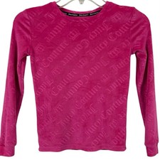 Juicy Couture Kids Velour Long Sleeve Sleepwear Logo Top Pink Y2K Girls Size 8