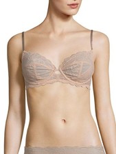 Calvin Klein Seductive Comfort Lace Unlined Full Coverage Bra Beige / Size 32D