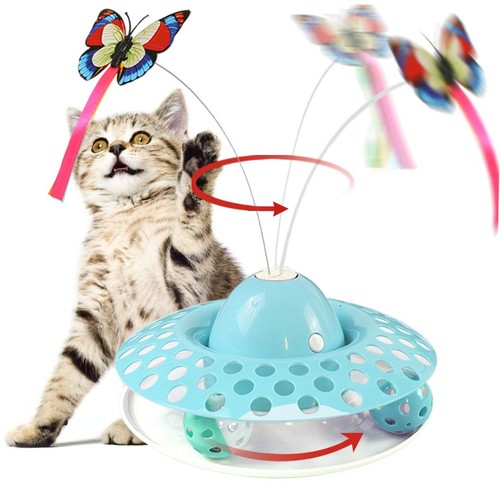 Interactive Cat Toys Automatic Electric Rotating Butterfly & Ball Exercise Ki...