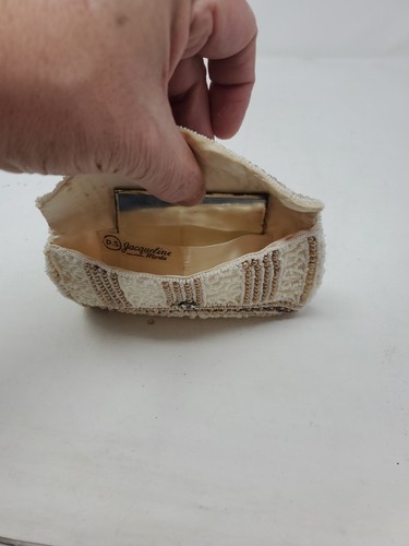 Vintage Beaded Clutch/Hand Bag Beige Hand Strap 5RSL012 - Picture 6 of 10