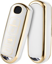 Key Fob Cover Case, Compatible with 3 6 8 Miata MX5 CX3 CX4 White 4 button