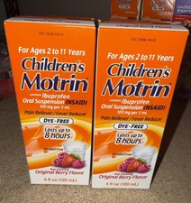 2 New BoxesMotrin Children's Pain Reliever/Fever Reducer Dye-Free EXP 7/2027
