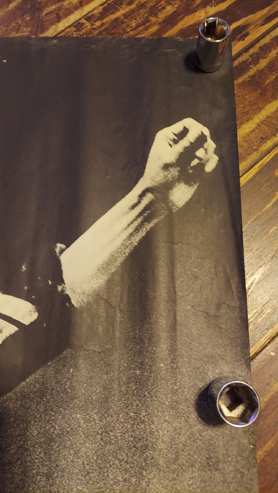 Vintage 1960s Jimi Hendrix Black & White Poster Large 41"x 28.5" Guitar Portrait