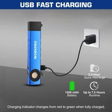 WORKPRO Rechargeable LED Work Light 600 Lumens Flat Pocket Flashlight w/UV Light