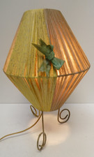 VINTAGE 1950s 60s WOVEN RIBBON WIRE FRAME TABLE LAMP DECO RETRO BARSONY ERA