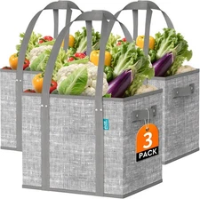 Reusable Grocery Bags, Large Foldable Shopping Tote Bags with Reinforced Hand