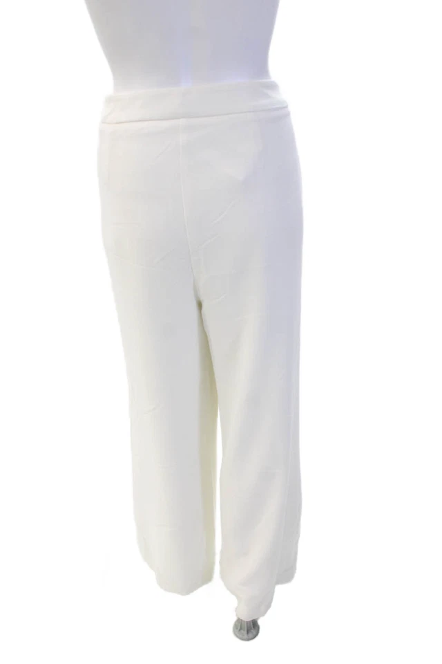 Calça Nanette Nanette Lepore feminina com zíper cintura alta perna larga branca tamanho 10 - Imagem 3 de 4