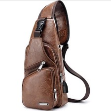 Chest Crossbody Bag Sling Backpack for Men with USB Charge Port
