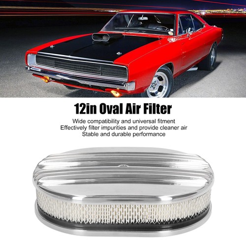 丨12in Air Cleaner Oval Half Finned Polished Aluminum Alloy For 5 1/8in - Picture 19 of 22