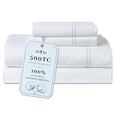 100% Natural Cotton Bed Sheets | TC Single-Ply Sateen Weave Size Full 500 White