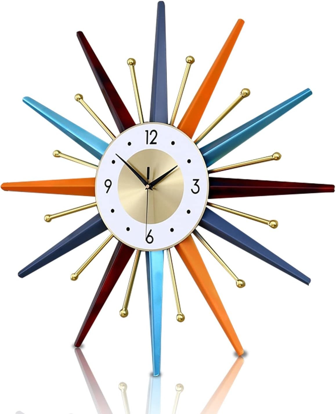 FIELDY Large Wall Clock 22 Inch Mid Century Wall Clocks Starburst Clock Non T...