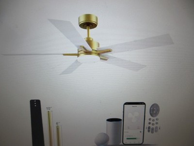 REDIAMS 52 in. Smart Outdoor Indoor Gold Ceiling Fan with Lights & Remote