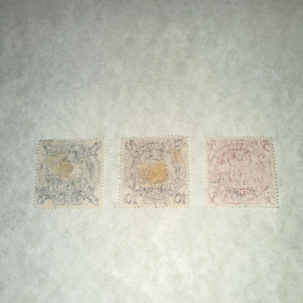 Australia Coat of Arms Stamp x 3 - 1 Pound, 10/-, 5/- Used Hinged