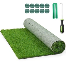 Realistic Artificial Grass Rug Indoor Outdoor: Fake Grass Turf with Drainage ...