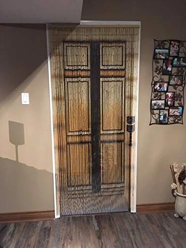 Cortina de cuentas de madera natural - 90 hilos - cuentas de puerta boho - puerta bohemia curva... Foto 2 de 4