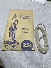 Eldee's Candle Wicking Lightly Waxed Type M- 5 New Old Stock 6 feet