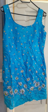 M&S St Michael Vintage Summer Dress Blue Daisy's Size 14 Excellent Condition aq