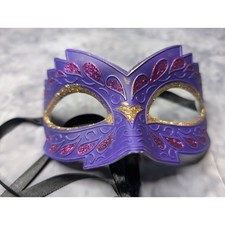 Venetian Eye Mask Dark Purple Gold Costume Prom Party Mardi Gras Halloween