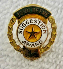 Vintage 1960s JOHN DEERE Tractor Works Employee SUGGESTION AWARD Lapel Pin Badge