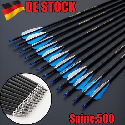 30'' 12 Stück Carbon Pfeile Bogenschießen Jagdpfeil für Compound&Recurve Bogen DE