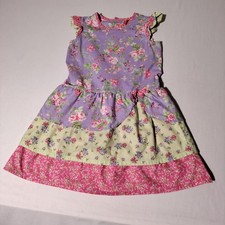 Hanna Andersson Girl Tiered Ruffle Dress Lavender Pink Yellow Sz 120 US 6/7 