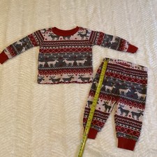 THe Children's Place Family Thermal Reindeer Fairisle Cotton Pajamas 2pc 0-3 Mon