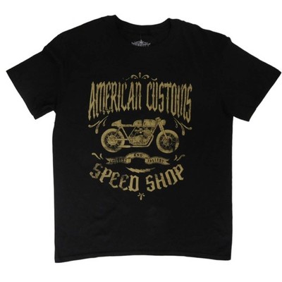 Dynasty Mens Black American Customs Speed Shop Motorycle T-Shirt L