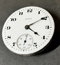 Elgin Pocket Watch Movement Antique Vintage USA Made 25284707 White Dial