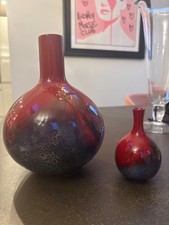 Royal Doulton Red Flambe Veined Bottle Vase 1618 Large Antique 1920s