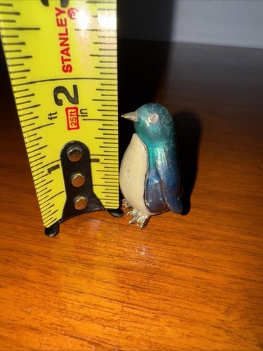 Vtg Monet Turquoise & White Penguin Enameled Trinket Box Signed - Picture 15 of 16