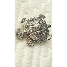 Vintage Silver Tone Turtle Belt Buckle Rhinestone Eyes Novelty Animal 2