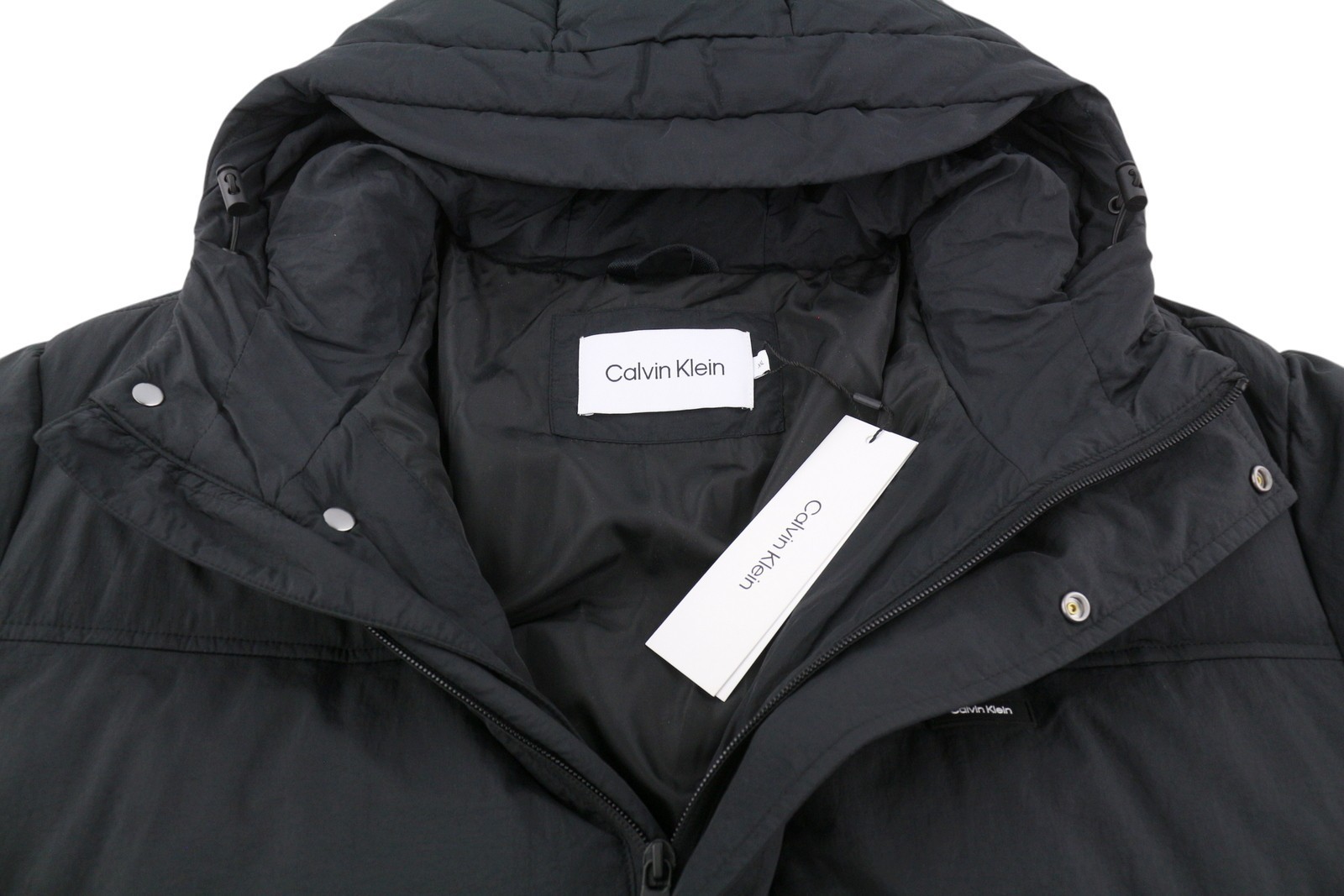 CALVIN KLEIN Crinkle Nylon Long Quilt Men Jacket 2XL Black Insulated RRP379 * thumbnail 5